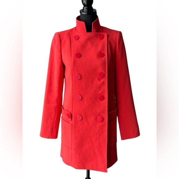 Forenza Jackets & Blazers - Forenza by limited bright orange red peacoat jacket EUC